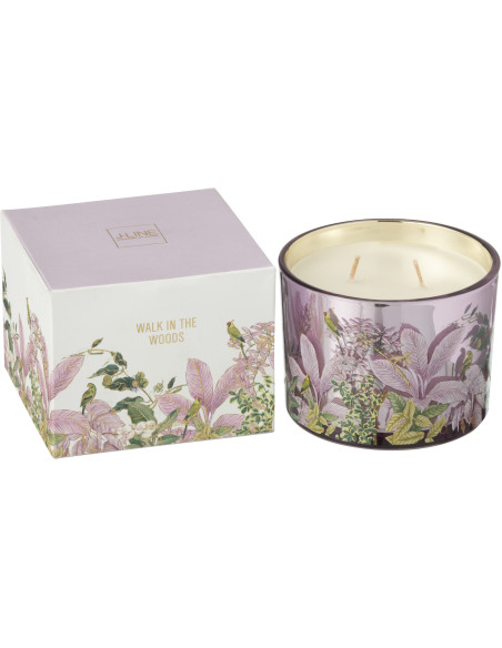 Bougie parfumée Mélange floral Mimosa & Rose 30 H Verre Rose Motif fleurs Cire Walk In The Woods 