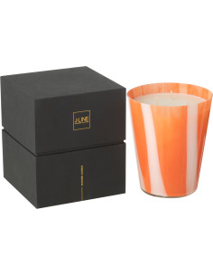 Grande Bougie parfumée Mélange agrumes Stone & Rock 95 H Verre Orange Motif lignes Cire Noa 
