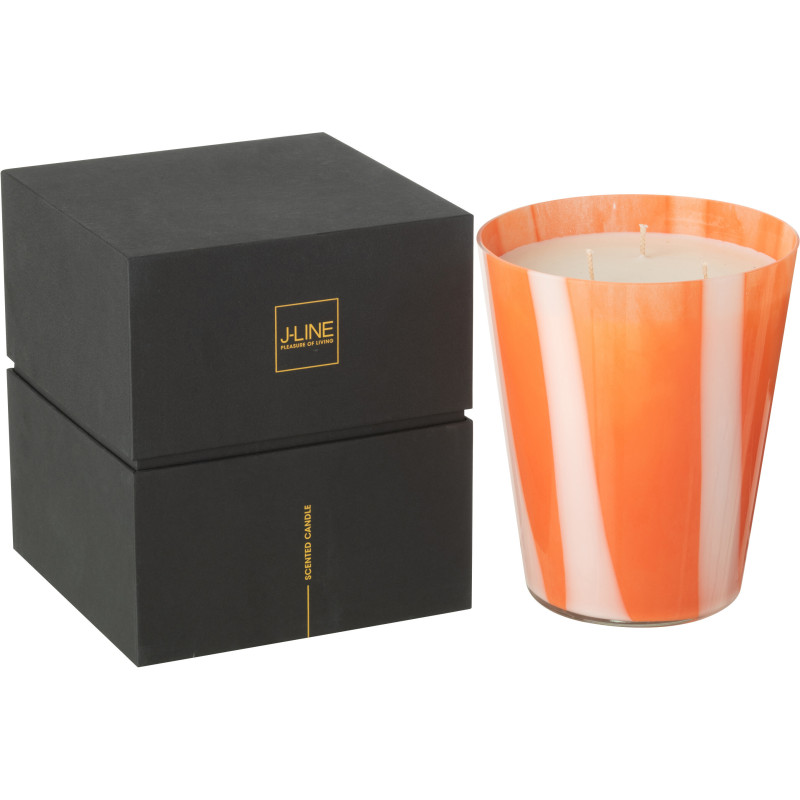 Grande Bougie parfumée Mélange agrumes Stone & Rock 95 H Verre Orange Motif lignes Cire Noa 