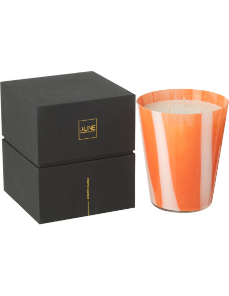 Grande Bougie parfumée Mélange agrumes Stone & Rock 95 H Verre Orange Motif lignes Cire Noa 