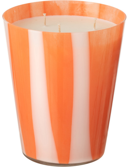 Grande Bougie parfumée Mélange agrumes Stone & Rock 95 H Verre Orange Motif lignes Cire Noa 