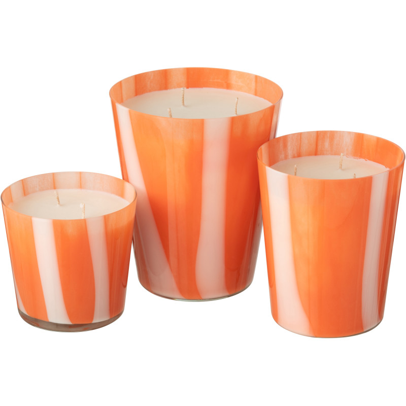 Grande Bougie parfumée Mélange agrumes Stone & Rock 95 H Verre Orange Motif lignes Cire Noa 