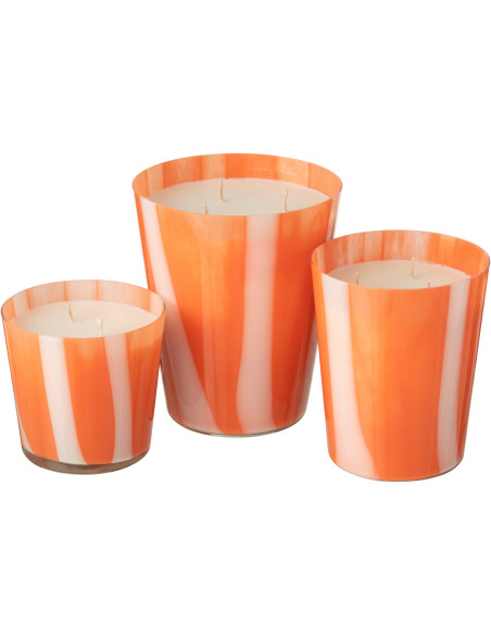 Grande Bougie parfumée Mélange agrumes Stone & Rock 95 H Verre Orange Motif lignes Cire Noa 