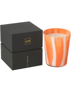 Bougie parfumée Mélange agrumes Stone & Rock 68 H Verre Orange Motif lignes Cire Noa 