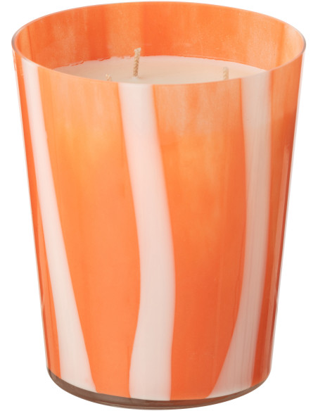 Bougie parfumée Mélange agrumes Stone & Rock 68 H Verre Orange Motif lignes Cire Noa 