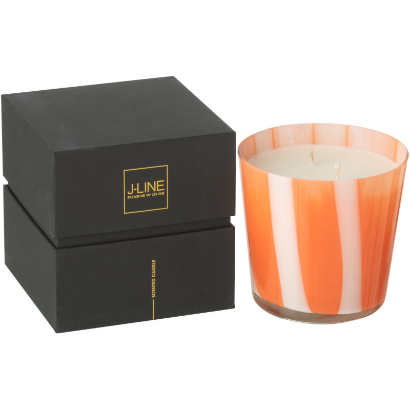 Bougie parfumée Mélange agrumes Stone & Rock 50 H Verre Orange Motif lignes Cire Noa 