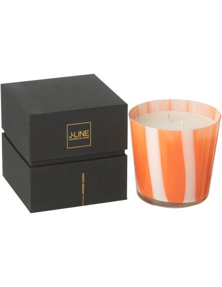 Bougie parfumée Mélange agrumes Stone & Rock 50 H Verre Orange Motif lignes Cire Noa 