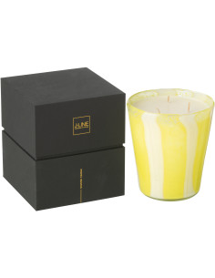 Bougie parfumée Mélange floral Yashioka Gardenia 68 H Verre Jaune Motif lignes Cire Noa 