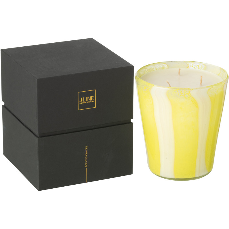 Bougie parfumée Mélange floral Yashioka Gardenia 68 H Verre Jaune Motif lignes Cire Noa 