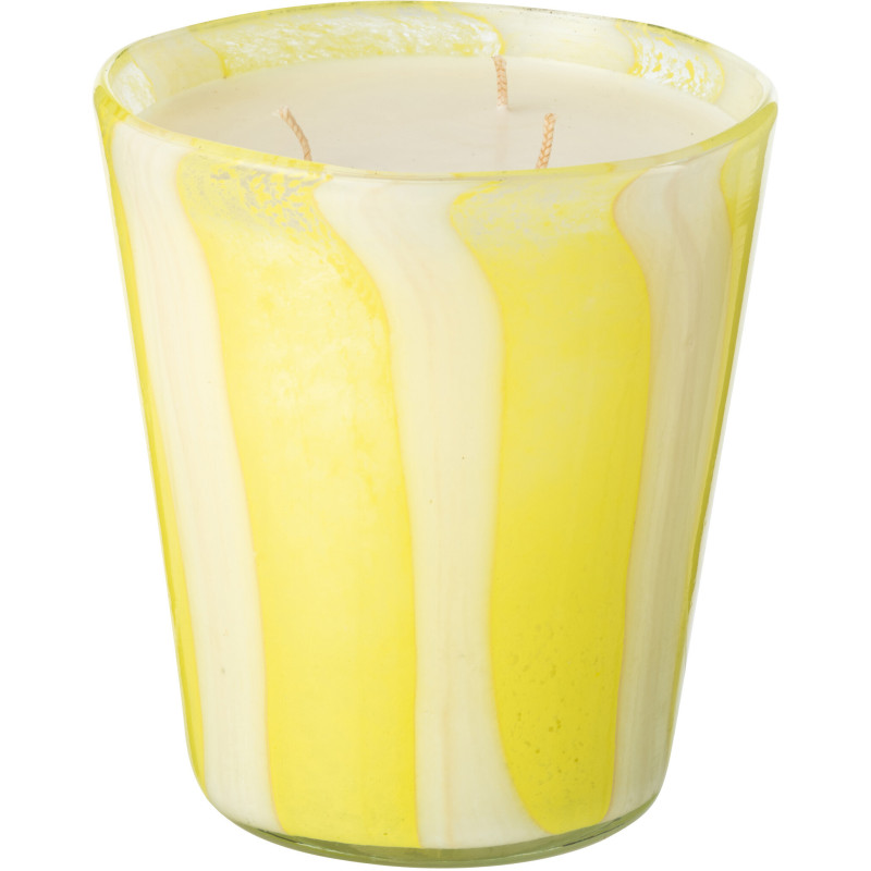 Bougie parfumée Mélange floral Yashioka Gardenia 68 H Verre Jaune Motif lignes Cire Noa 