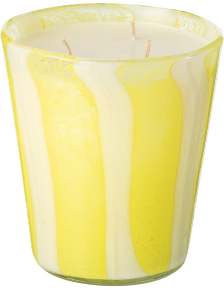 Bougie parfumée Mélange floral Yashioka Gardenia 68 H Verre Jaune Motif lignes Cire Noa 