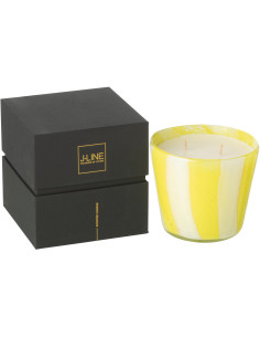 Bougie parfumée Mélange floral Yashioka Gardenia 50 H Verre Jaune Motif lignes Cire Noa 