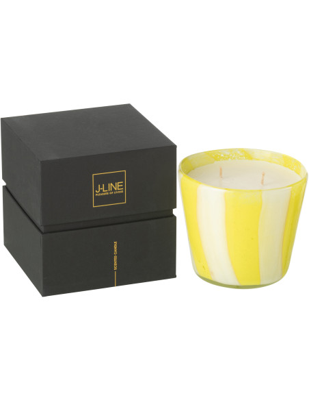Bougie parfumée Mélange floral Yashioka Gardenia 50 H Verre Jaune Motif lignes Cire Noa 