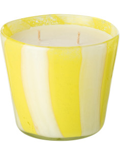 Bougie parfumée Mélange floral Yashioka Gardenia 50 H Verre Jaune Motif lignes Cire Noa 