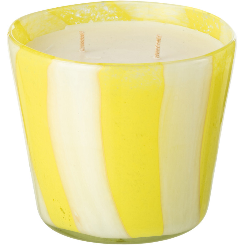 Bougie parfumée Mélange floral Yashioka Gardenia 50 H Verre Jaune Motif lignes Cire Noa 