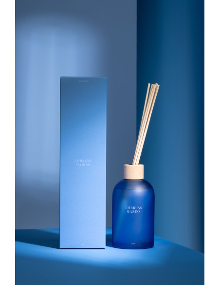 Grand Diffuseur de parfum à bâtonnets Mélange frais Embruns Marins 550 ml Verre Bleu Accords Essentiels 