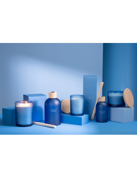 Grand Diffuseur de parfum à bâtonnets Mélange frais Embruns Marins 550 ml Verre Bleu Accords Essentiels 