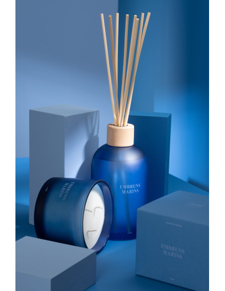 Grand Diffuseur de parfum à bâtonnets Mélange frais Embruns Marins 550 ml Verre Bleu Accords Essentiels 