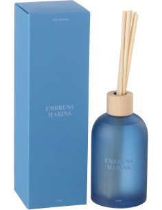 Diffuseur de parfum à bâtonnets Mélange frais Embruns Marins 250 ml Verre Bleu Accords Essentiels 