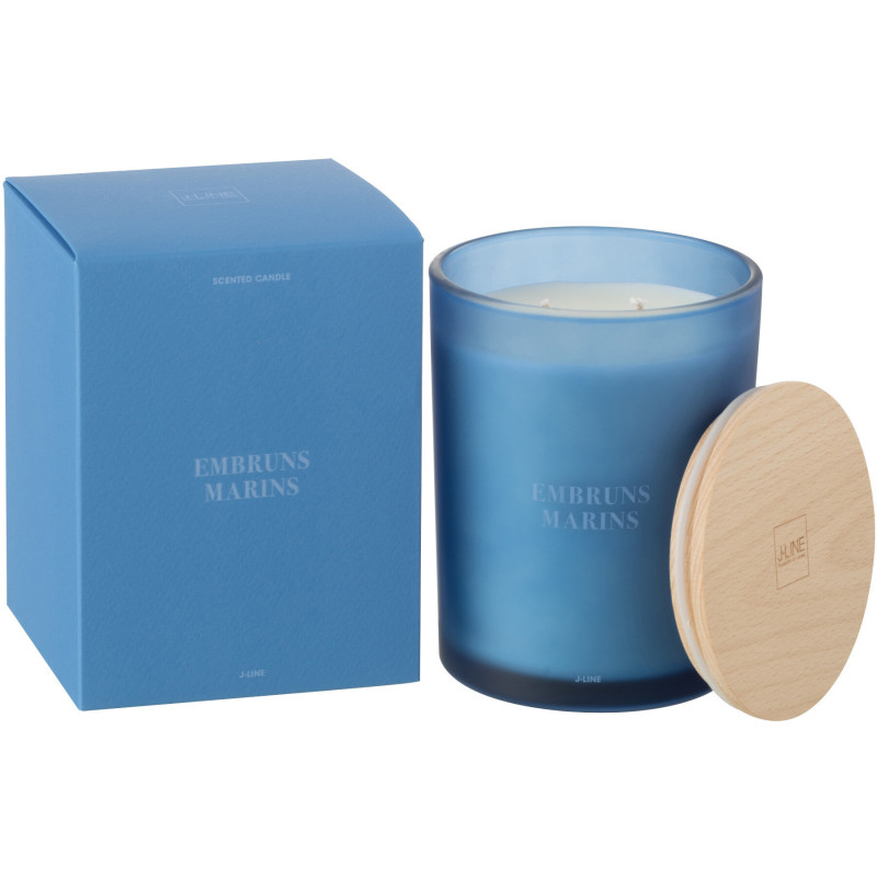 Bougie parfumée Mélange frais Embruns Marins 52 H Verre Bleu Cire Accords Essentiels 