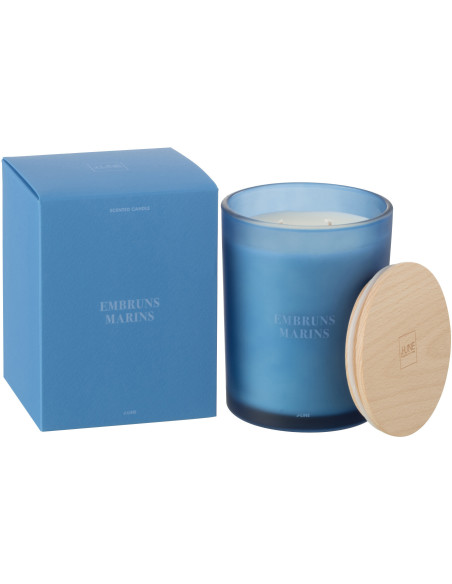 Bougie parfumée Mélange frais Embruns Marins 52 H Verre Bleu Cire Accords Essentiels 
