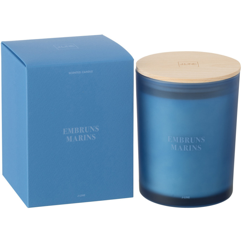 Bougie parfumée Mélange frais Embruns Marins 52 H Verre Bleu Cire Accords Essentiels 