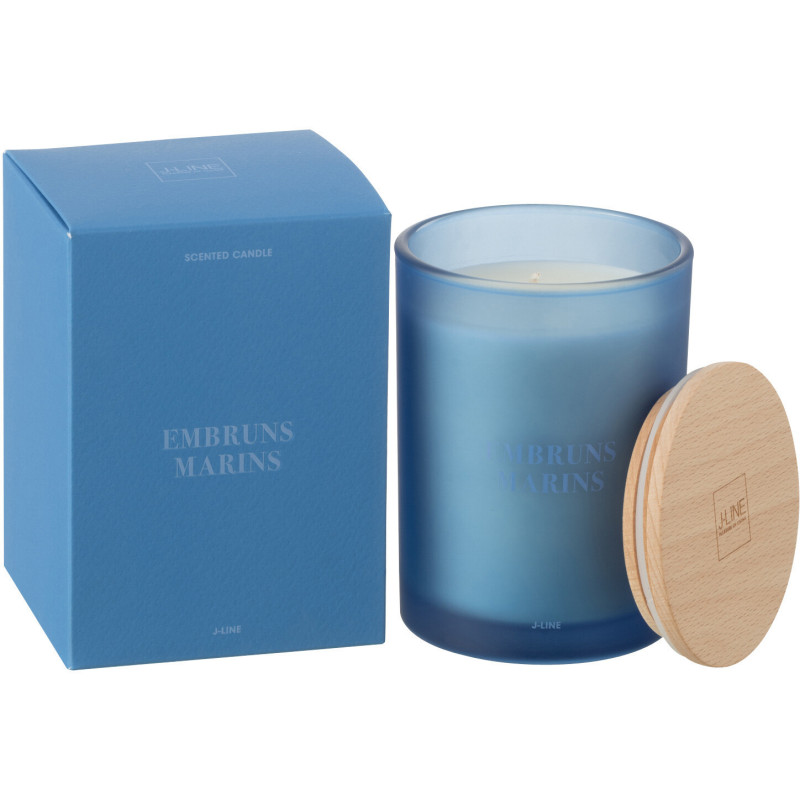 Bougie parfumée Mélange frais Embruns Marins 38 H Verre Bleu Cire Accords Essentiels 