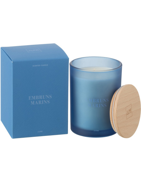 Bougie parfumée Mélange frais Embruns Marins 38 H Verre Bleu Cire Accords Essentiels 