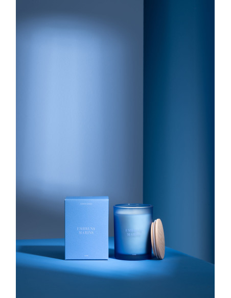 Bougie parfumée Mélange frais Embruns Marins 38 H Verre Bleu Cire Accords Essentiels 