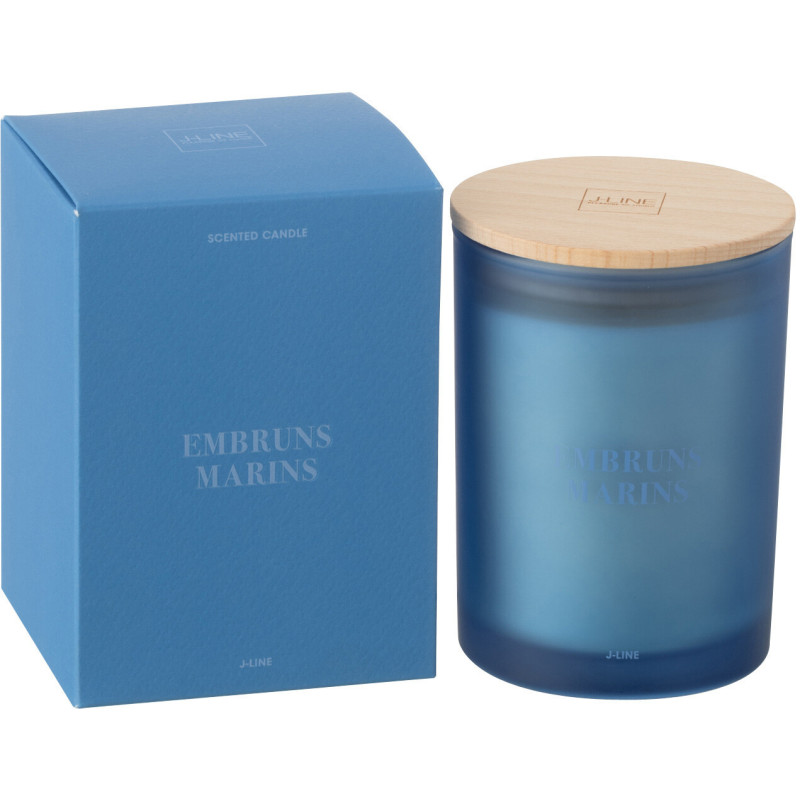 Bougie parfumée Mélange frais Embruns Marins 38 H Verre Bleu Cire Accords Essentiels 
