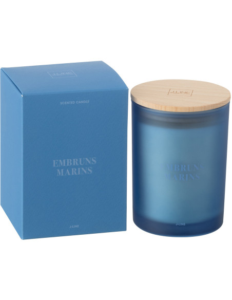 Bougie parfumée Mélange frais Embruns Marins 38 H Verre Bleu Cire Accords Essentiels 
