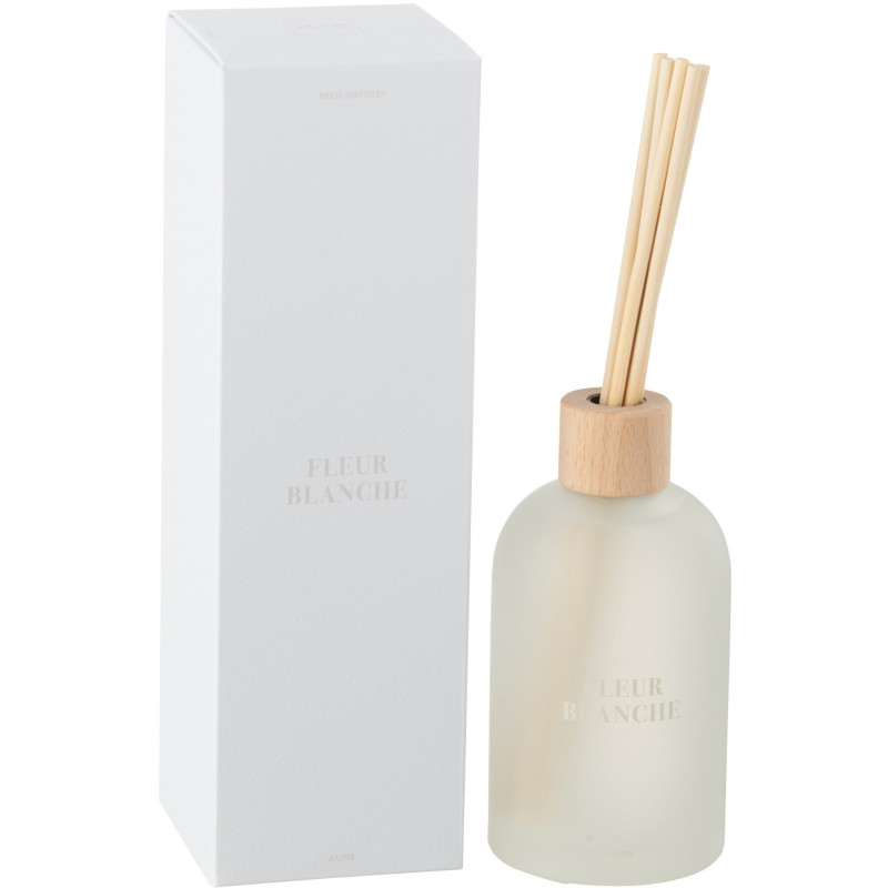 Diffuseur de parfum à bâtonnets Mélange floral Fleur Blanche 250 ml Verre Blanc Accords Essentiels 