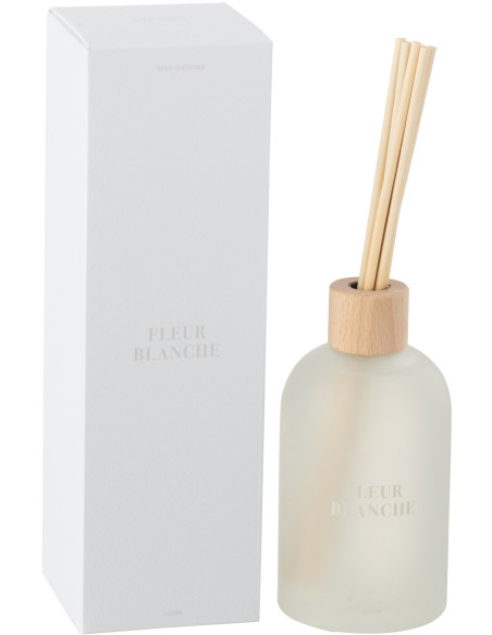 Diffuseur de parfum à bâtonnets Mélange floral Fleur Blanche 250 ml Verre Blanc Accords Essentiels 