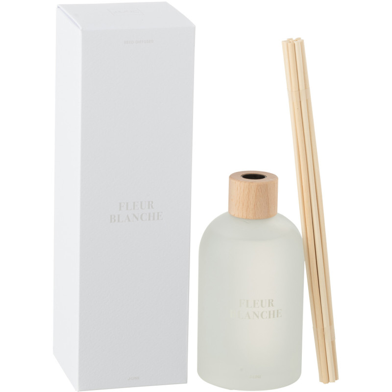 Diffuseur de parfum à bâtonnets Mélange floral Fleur Blanche 250 ml Verre Blanc Accords Essentiels 