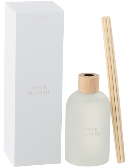 Diffuseur de parfum à bâtonnets Mélange floral Fleur Blanche 250 ml Verre Blanc Accords Essentiels 