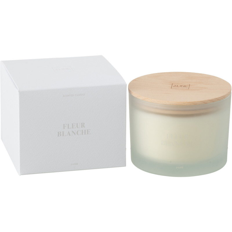 Bougie Parfumée 3 mèches Mélange floral Fleur Blanche 25 H Verre Blanc Cire Accords Essentiels 
