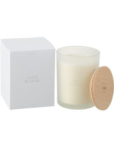 Bougie parfumée Mélange floral Fleur Blanche 52 H Verre Blanc Cire Accords Essentiels 