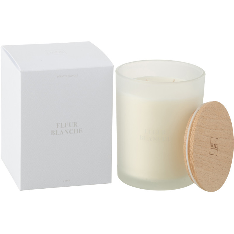 Bougie parfumée Mélange floral Fleur Blanche 52 H Verre Blanc Cire Accords Essentiels 