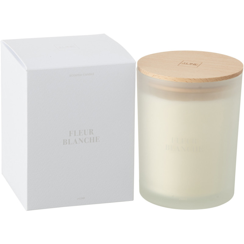 Bougie parfumée Mélange floral Fleur Blanche 52 H Verre Blanc Cire Accords Essentiels 