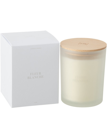 Bougie parfumée Mélange floral Fleur Blanche 52 H Verre Blanc Cire Accords Essentiels 