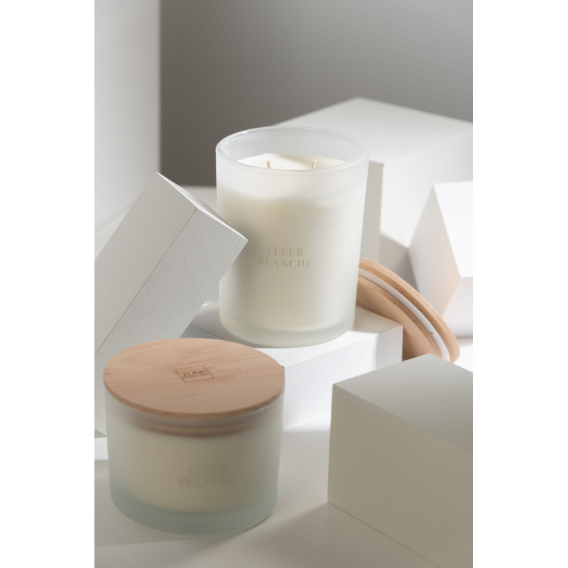 Bougie parfumée Mélange floral Fleur Blanche 52 H Verre Blanc Cire Accords Essentiels 