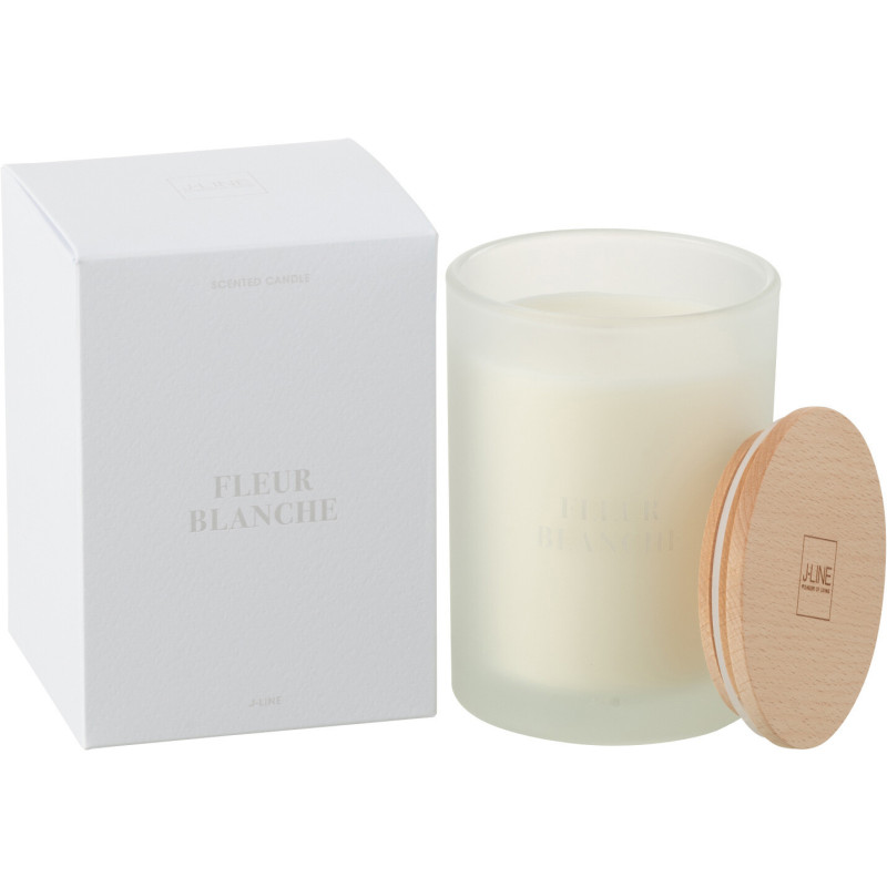 Bougie parfumée Mélange floral Fleur Blanche 38 H Verre Blanc Cire Accords Essentiels 