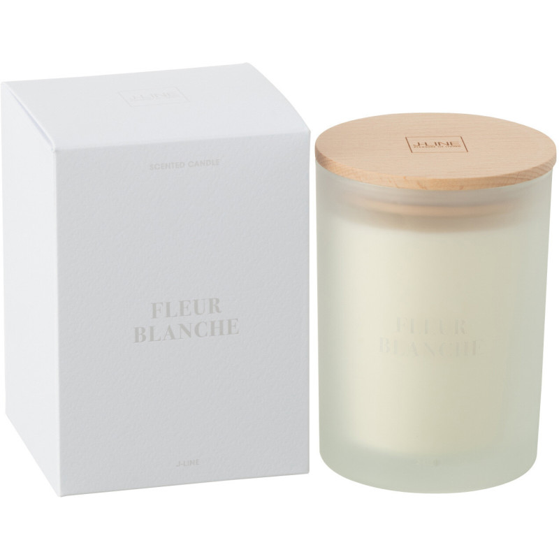 Bougie parfumée Mélange floral Fleur Blanche 38 H Verre Blanc Cire Accords Essentiels 