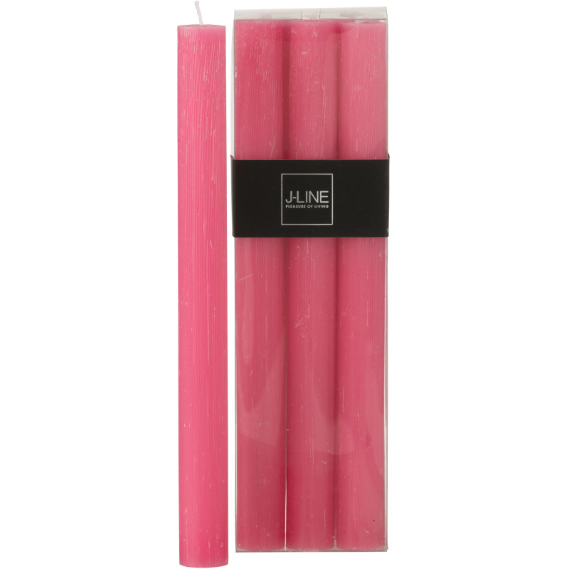 Lot de 6 Bougies Bâton 9 H Cire Rose J-Line 