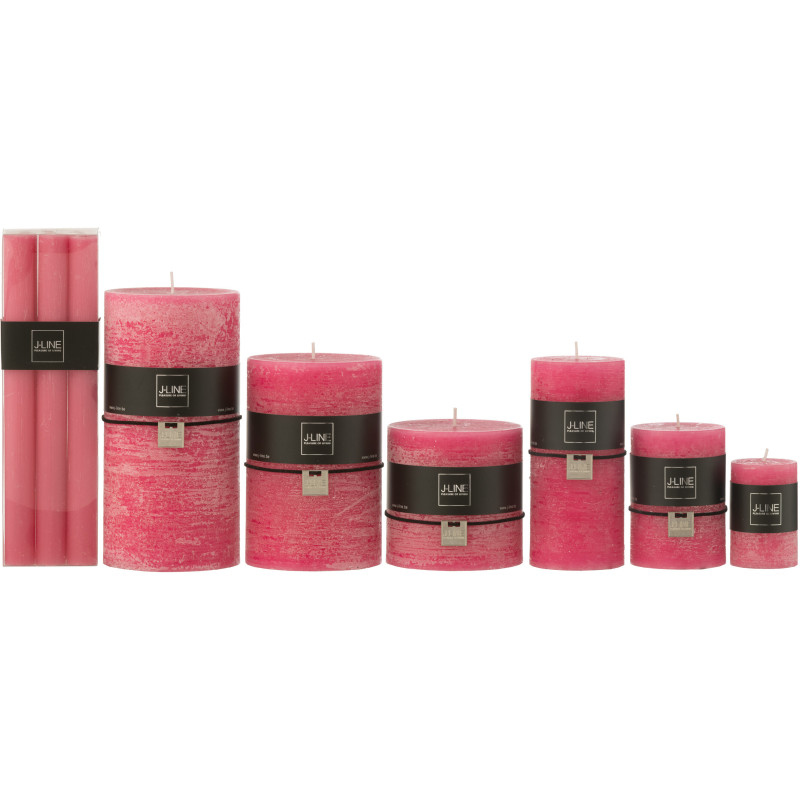 Lot de 6 Bougies Bâton 9 H Cire Rose J-Line 