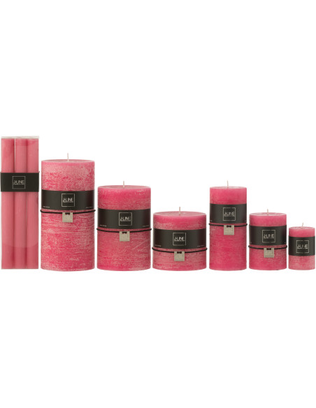 Lot de 6 Bougies Bâton 9 H Cire Rose J-Line 