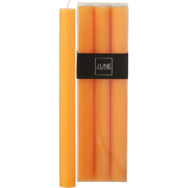 Lot de 6 Bougies Bâton 9 H Cire Orange clair J-Line 