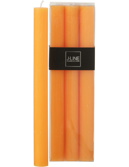 Lot de 6 Bougies Bâton 9 H Cire Orange clair J-Line 