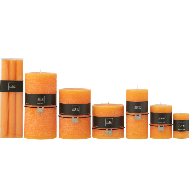Lot de 6 Bougies Bâton 9 H Cire Orange clair J-Line 