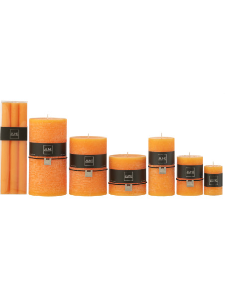 Lot de 6 Bougies Bâton 9 H Cire Orange clair J-Line 